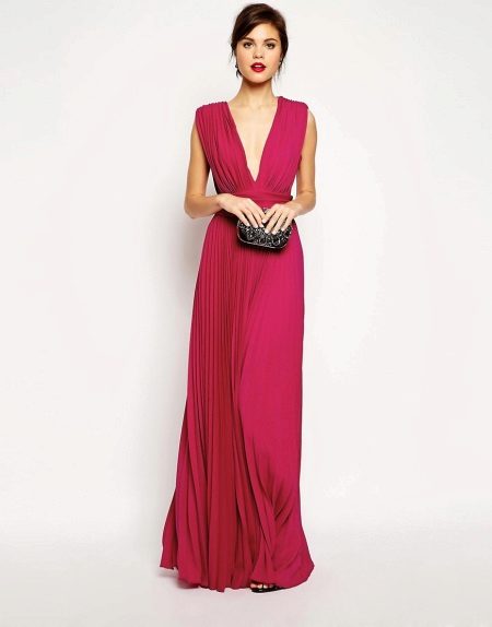 Strict evening dress on the floor