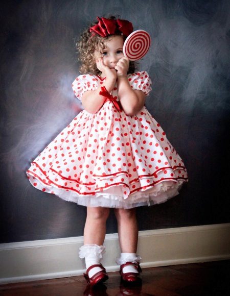 A-line short dress for girls with high waist