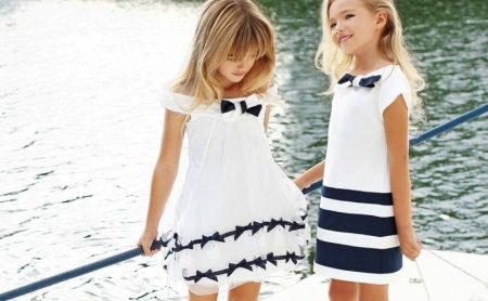 Summer dress for girls white-blue