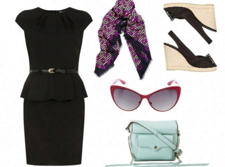 Accessories for a black sheath dress