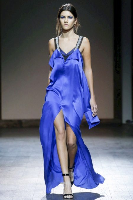 Accessories for a blue dress on the floor