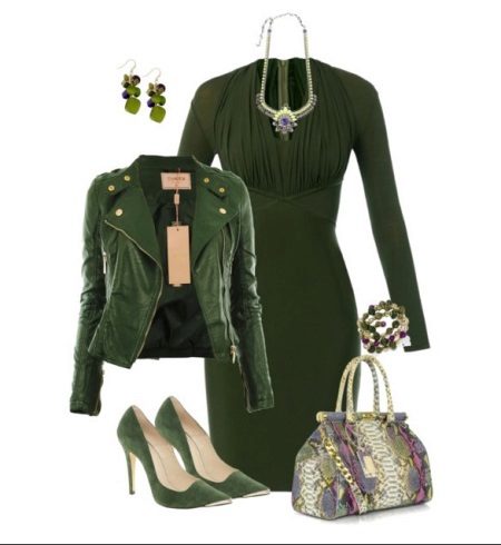 contrast dress green dress