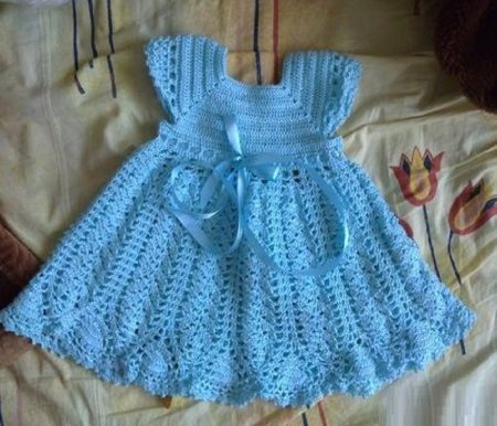 Crocheted dress for girls up to 1 year old