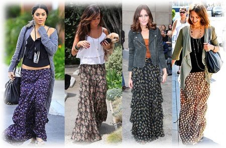 variety of maxi skirts with frill