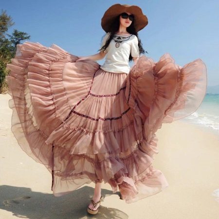 chiffon skirt with frill