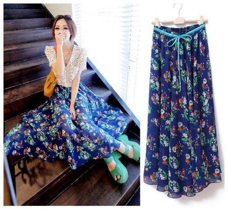 long summer skirt in flowers