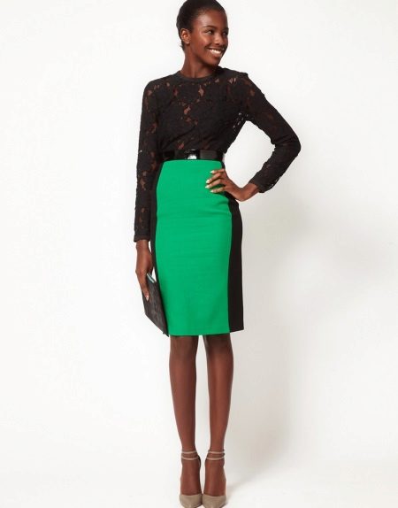 Skirt with side inserts for girls with a figure like Pear