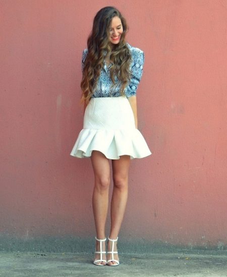 Skirt with a flounce on the bottom for girls with a figure like Pear