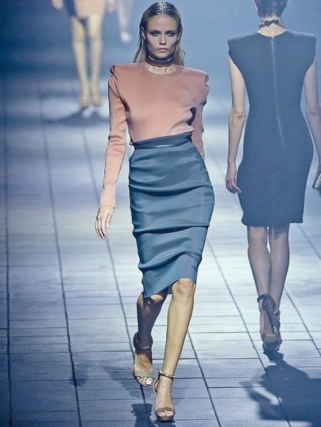 Gray pencil skirt with drapery for the skinny