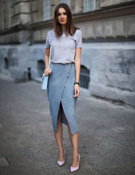 Gray pencil skirt for girls with any type of figure