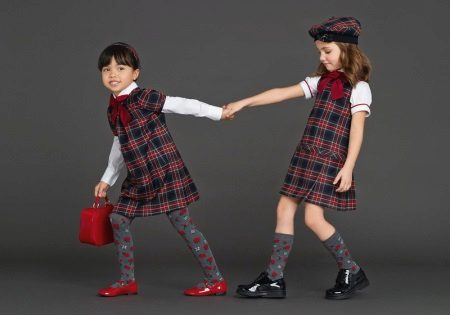 Winter check dress for girls