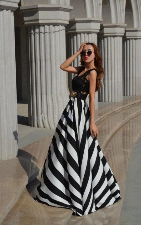 long striped striped skirt