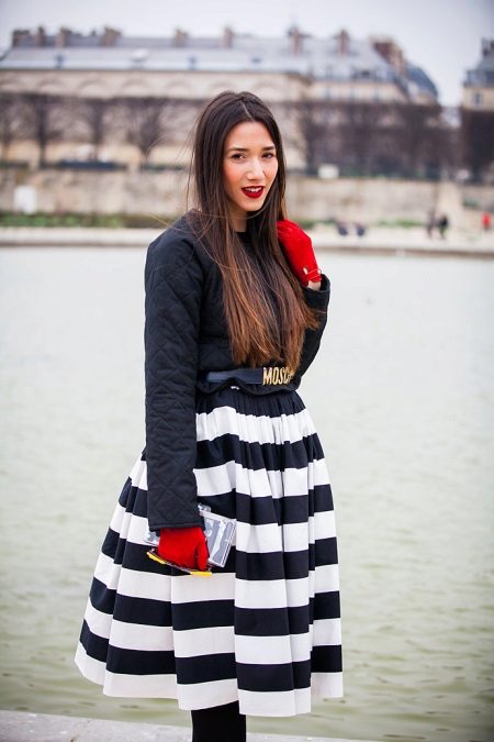 stripe bell skirt