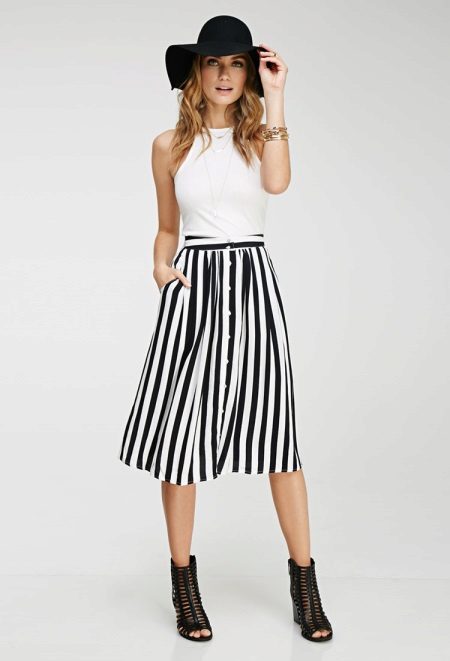Striped White Skirt