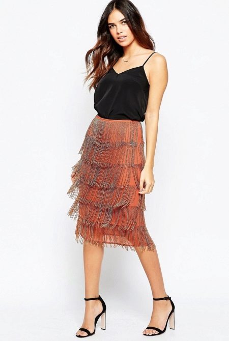 Beaded fringed skirt