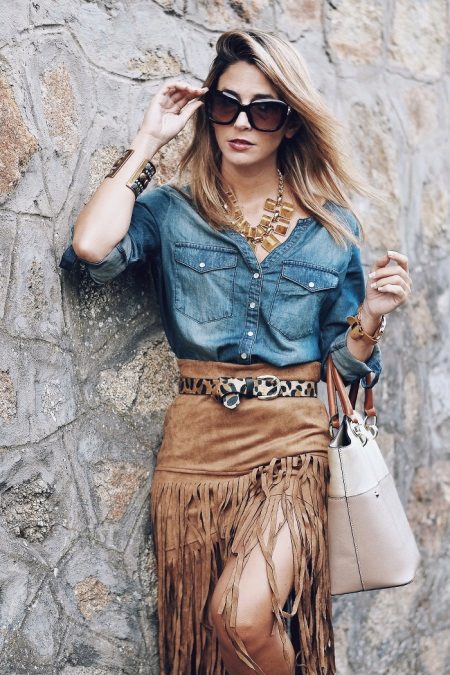Denim Suede Sand Skirt