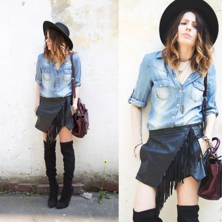 A casual look with a fringed skirt